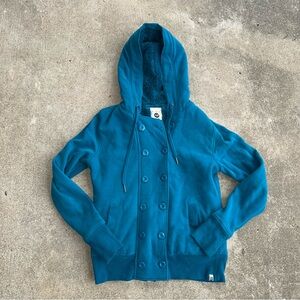 Roxy Dark Turquoise Sherpa Lined Hooded Jacket Size M Medium Women